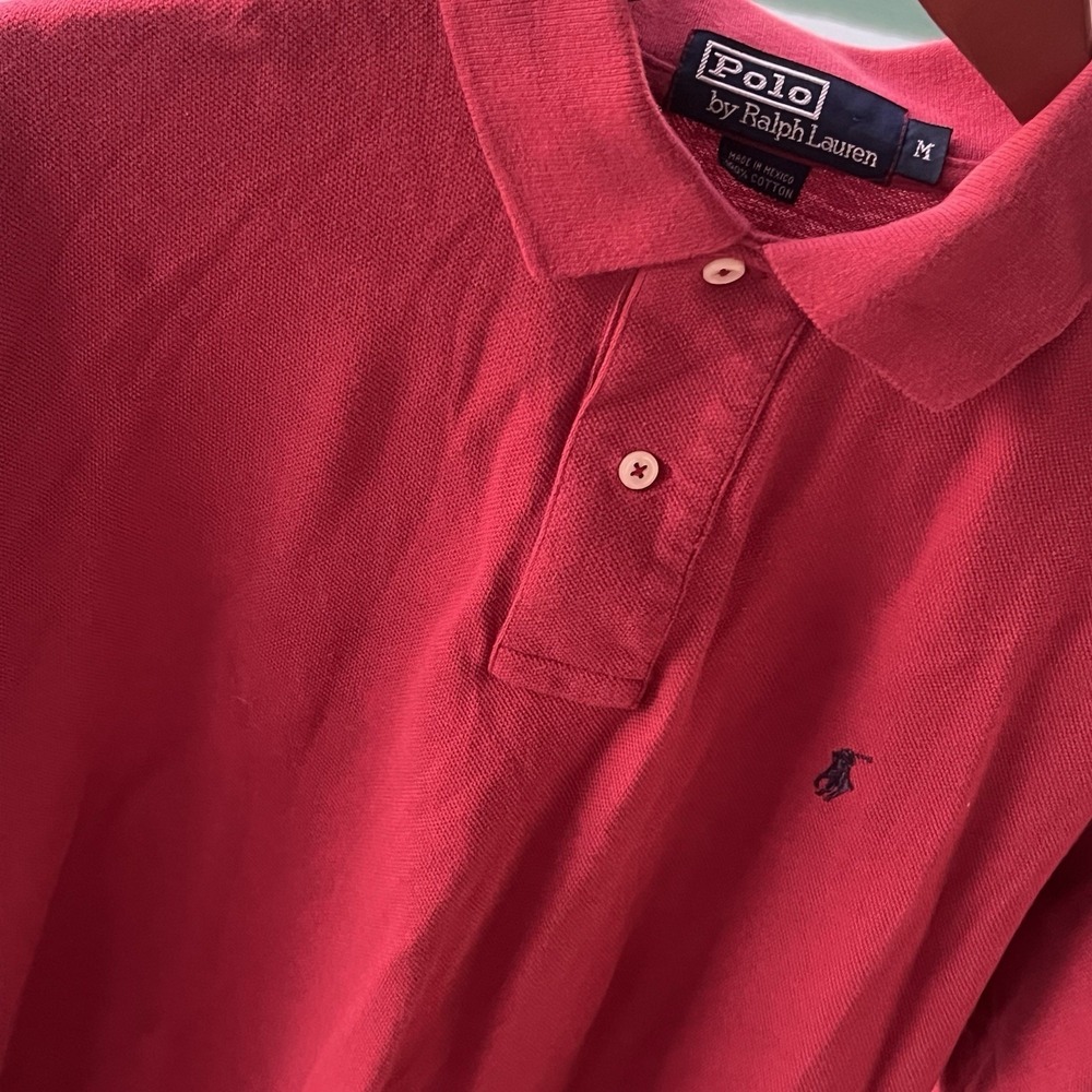 Polo Ralph Lauren Polo Shirt Mens Medium Fit Red Pony 100 % Cotton Logo